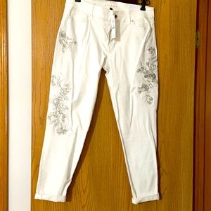 White Embroidered Jeans